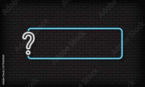Question mark with answer box neon icon. Vector on isolated black background. EPS 10 photo