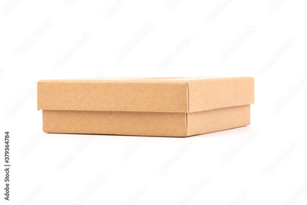 brown paper cardboard box on white background. Mockup for design brown paper cardboard box on white background. Mockup for design