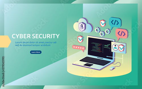 Safety and confidential data protection. VPN internet network security. 
Traffic encryption personal privacy concept with isometric design. 
web landing page, banner, presentation, social, print media
