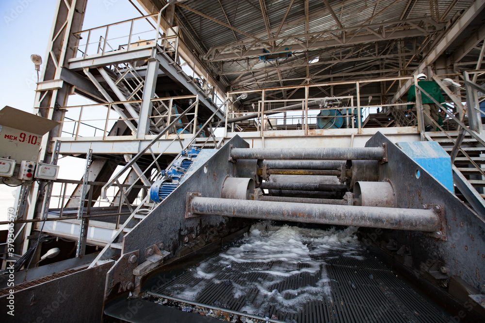 Gold recovery and processing machine on metallurgical plant. Slag processing. Industrial sieve shaker (grit).