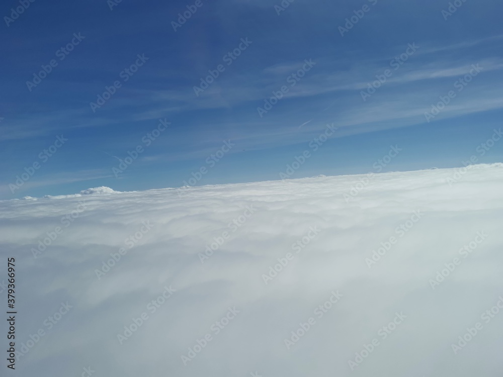 sky, clouds, cloud, blue, above, nature, fly, view, air, weather, white, heaven, aerial, cloudscape, cloudy, atmosphere, space, landscape, high, beautiful, flight, day, travel, beauty, clear