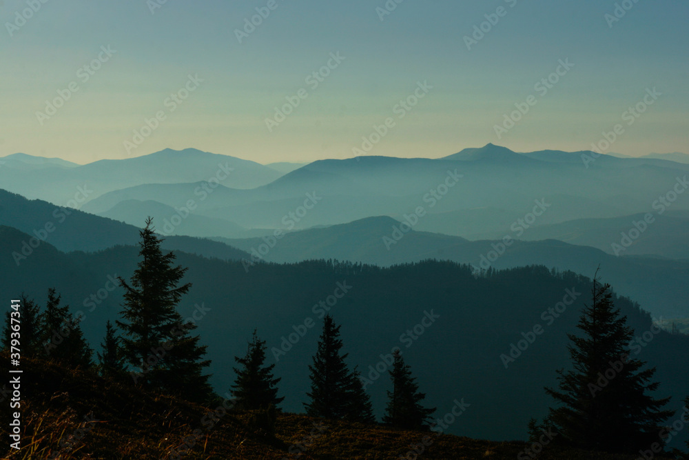 blue morning in the mountains