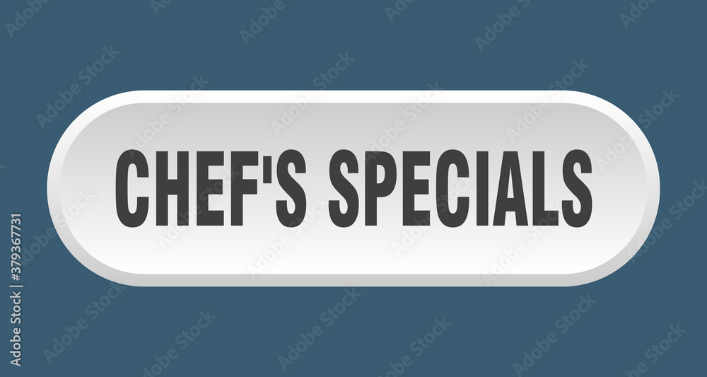 chef's specials button. rounded sign on white background chef's specials button. rounded sign on white background