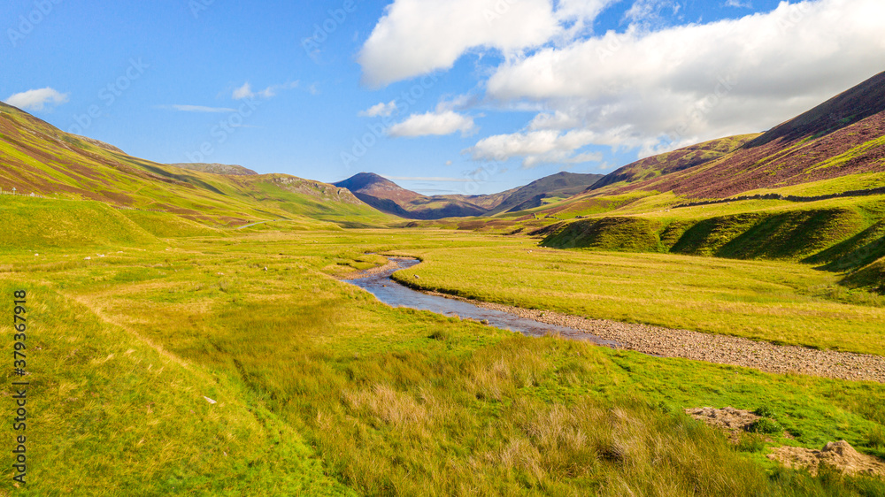 Beautiful river view at Spittal of Glenshee in the Highlands of Scotland