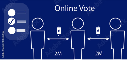 Safety online vote line of people, electronic poll
