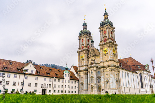 Abbey of St.Gall and St.Gallen Cathedral in St. Gallen late morning , The Charimg city and also Unesco heritage sites in Switzerland 