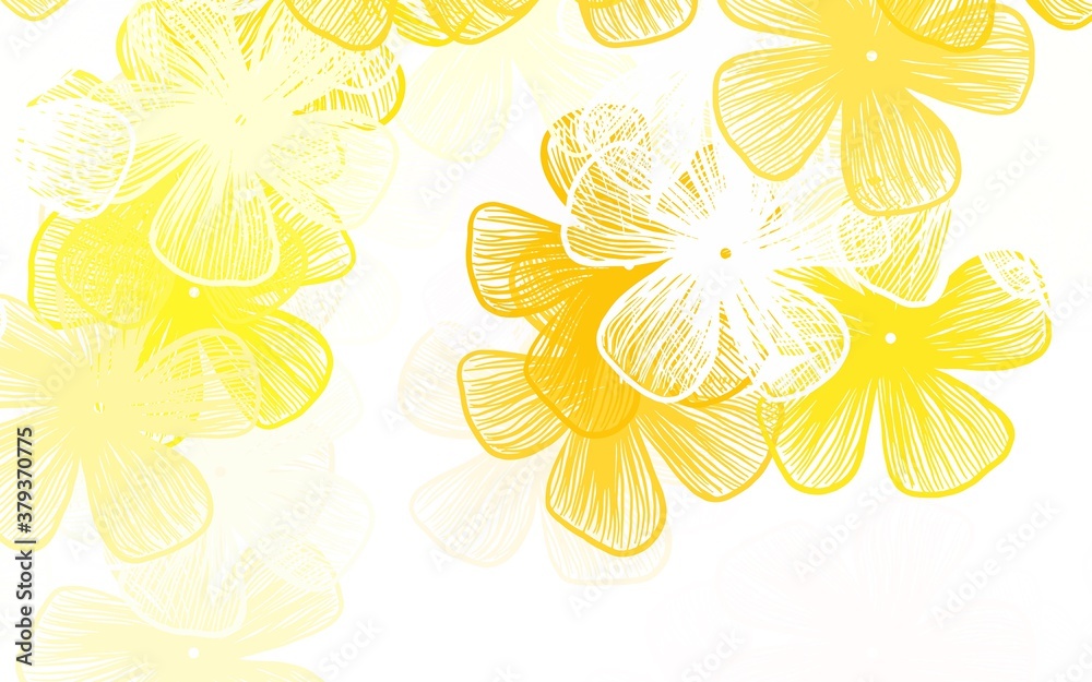 Light Red, Yellow vector abstract background with flowers