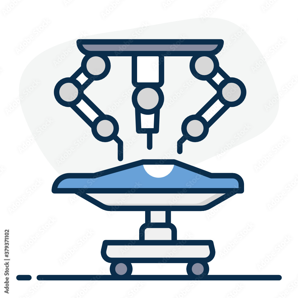 A trendy flat icon of surgical robot, flat vector
A trendy flat icon of surgical robot, flat vector