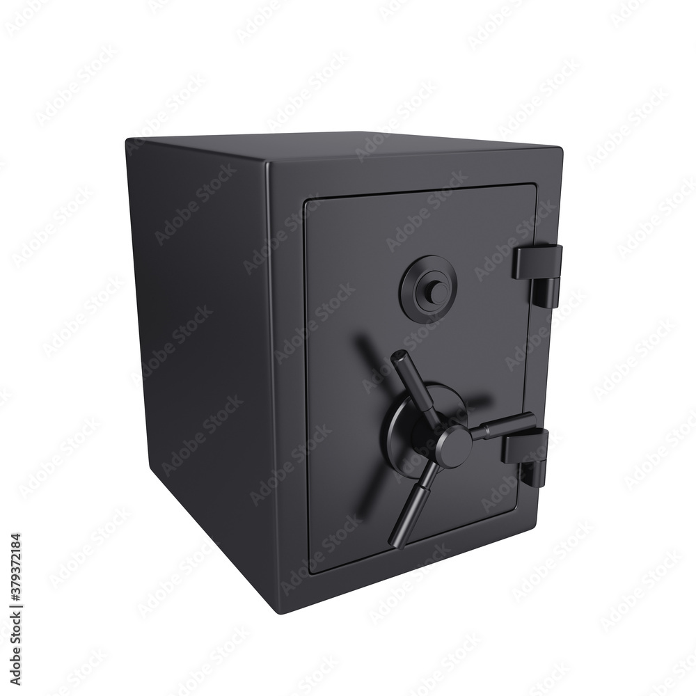 Black safe isolated on a white background, 3D render Black safe isolated on a white background, 3D render