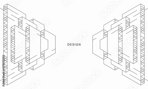 Abstract geometric technological architecture background. Vector creative design.