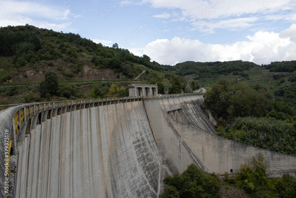 Belesar, Lugo/Spain,09 20 2020: reservoir of Belesar in Lugo Galicia Spain