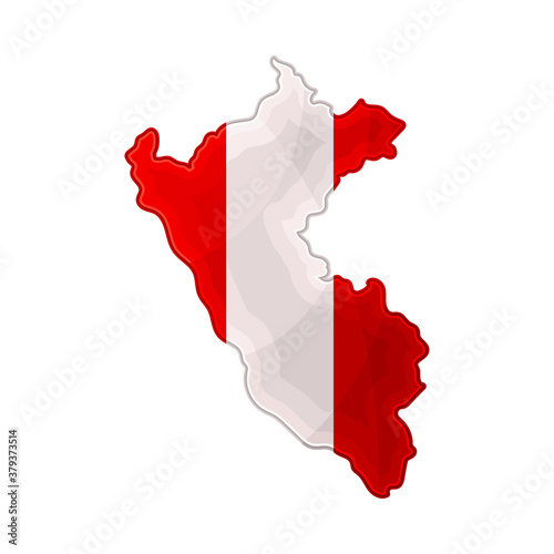 Peru Border or Map with National Colors Vector Illustration