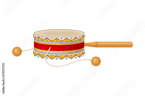 Peruvian Wooden Drum as Musical Instrument Vector Illustration