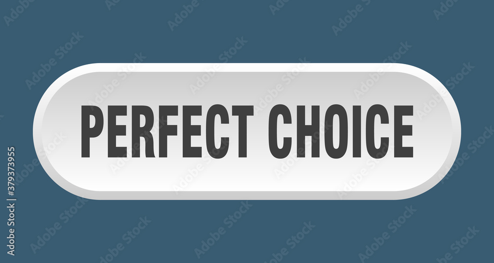 perfect choice button. rounded sign on white background