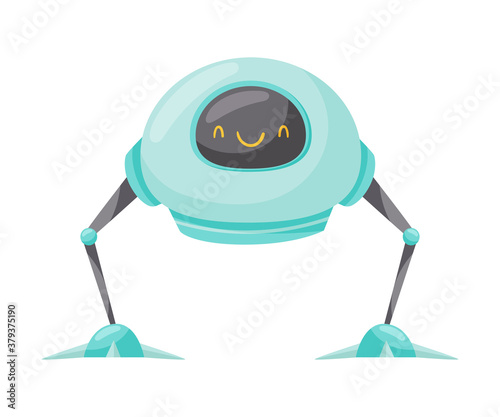 Blue Iron Humanoid or Robot with Head and Limbs as Artificial Intelligence Vector Illustration