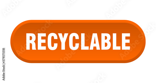 recyclable button. rounded sign on white background