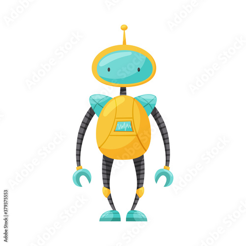 Humanoid or Robot with Iron Limbs and Antenna as Artificial Intelligence Vector Illustration