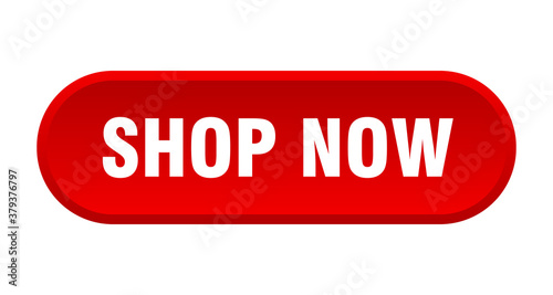 shop now button. rounded sign on white background
