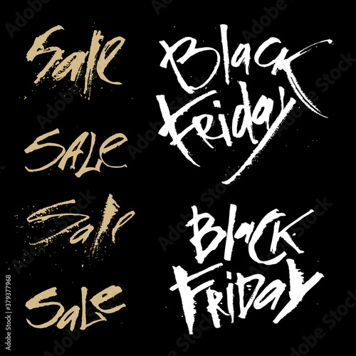 Black Friday sale calligraphy vector set Discounts lettering advertising promotion shop cafe boutique shopping mall