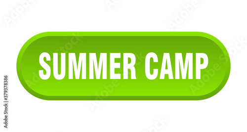 summer camp button. rounded sign on white background