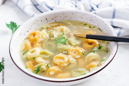 Wallpaper Mural Tortellini in broth, italian traditional dish. Italian pasta. Torontodigital.ca