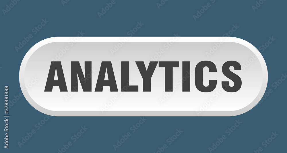 analytics button. rounded sign on white background