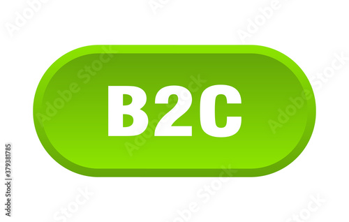 b2c button. rounded sign on white background