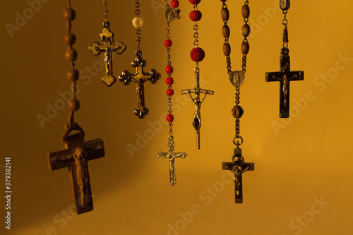 many holy jesus crosses hang next to each other