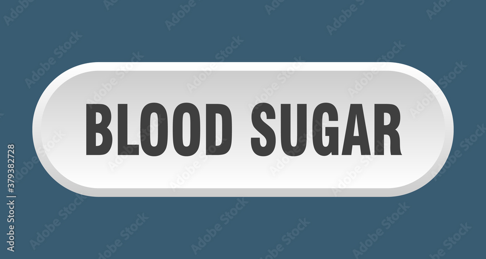 blood sugar button. rounded sign on white background