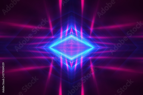 Bright abstract futuristic background with neon lines. Light neon effect. Laser light show, energy waves, flash of light.