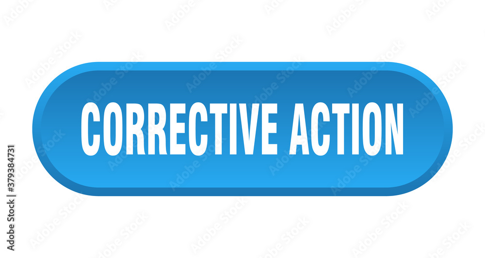 corrective action button. rounded sign on white background corrective action button. rounded sign on white background