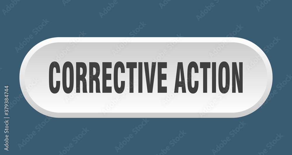 corrective action button. rounded sign on white background corrective action button. rounded sign on white background