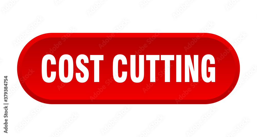 cost cutting button. rounded sign on white background