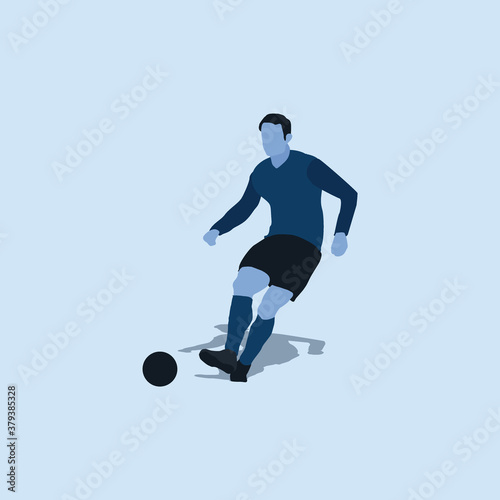 right footed passing - two tone illustration - shot, dribble, celebration and move in soccer