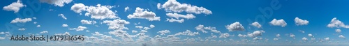 Fantastic clouds against blue sky, panorama