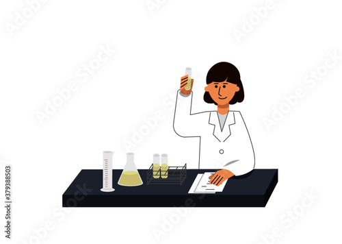 試験管を観察するの白衣の女性研究者（2）