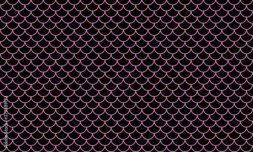 mermaid pattern, fish scale pattern art line pink on black background, mermaid tail pattern line art for decoration