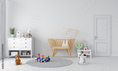 White child bedroom for mockup, 3D rendering © wuttichai1983