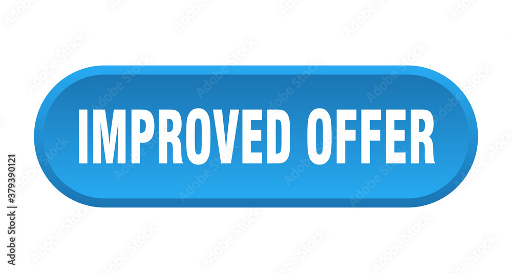improved offer button. rounded sign on white background improved offer button. rounded sign on white background
