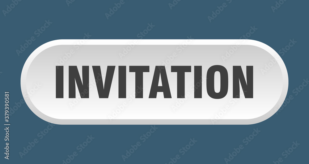invitation button. rounded sign on white background