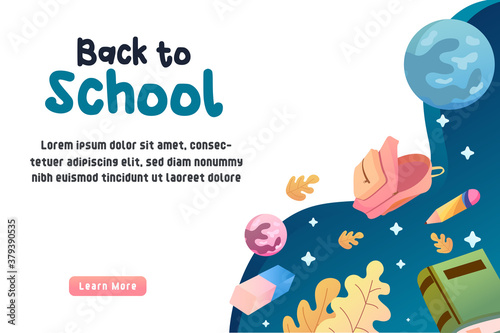 Back to school banner advertising template vector