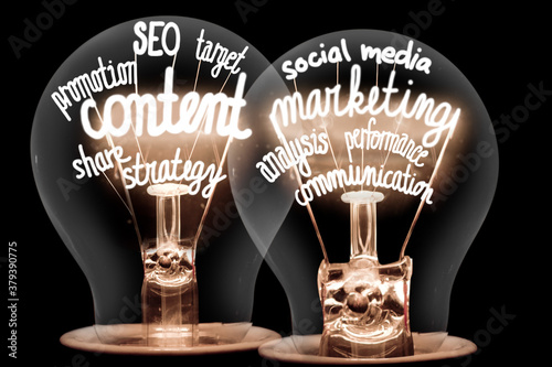 Light Bulbs with Content Marketing Concept photo