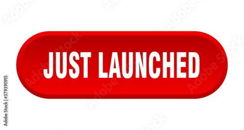 just launched button. rounded sign on white background