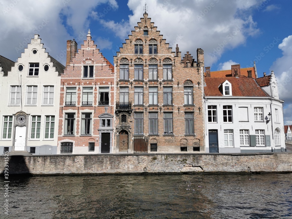 Historic Houses at a Canal in Brugge, Belgium