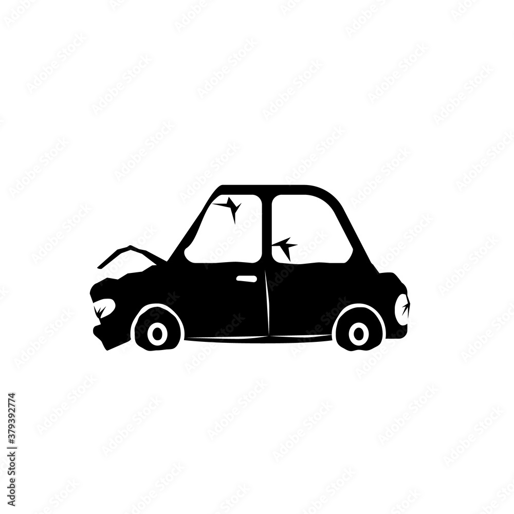 Junk car silhouette icon. Clipart image isolated on white background.