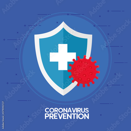 coronavirus prevention, world map with shield protection vector illustration design