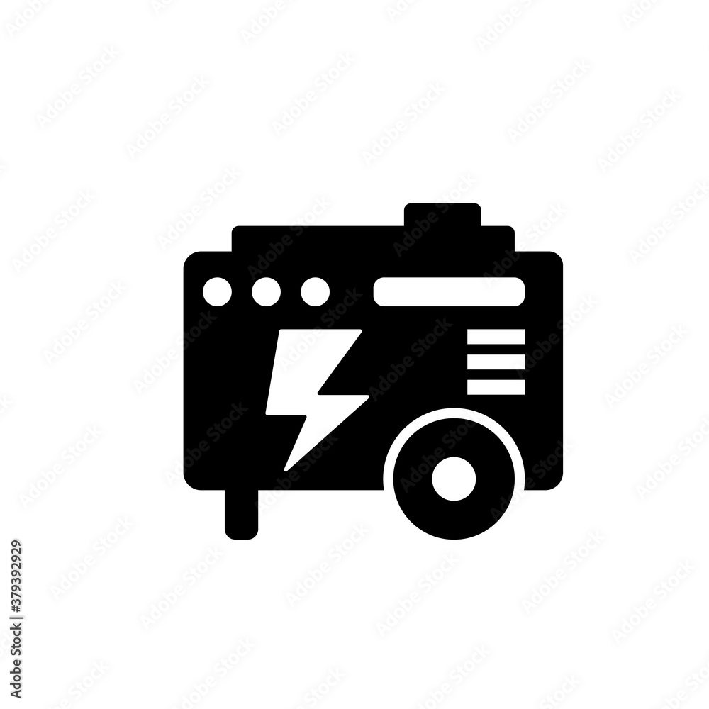 Diesel generator silhouette icon. Clipart image isolated on white background.