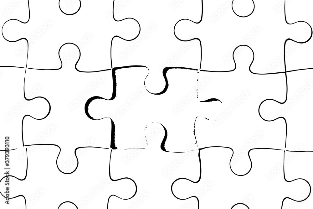 Black color outline of jigsaw puzzle on white background (Vector) Black color outline of jigsaw puzzle on white background (Vector)