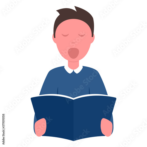 Boy choir singer character icon. Clipart image isolated on white background.