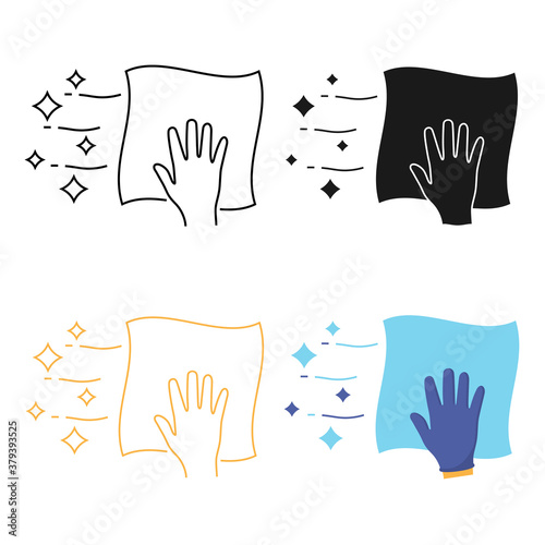 Cleaning napkin linear icon. Surface disinfection. Surface wipes, disinfection. Cleaning napkin in glyph, outline, and flat style. Contour symbol. Editable stroke. Vector